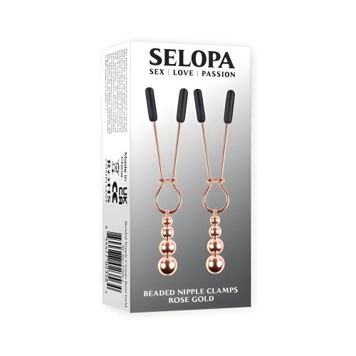 Pinzas de Pezones con Cuentas de Acero Inoxidable Rosa Oro