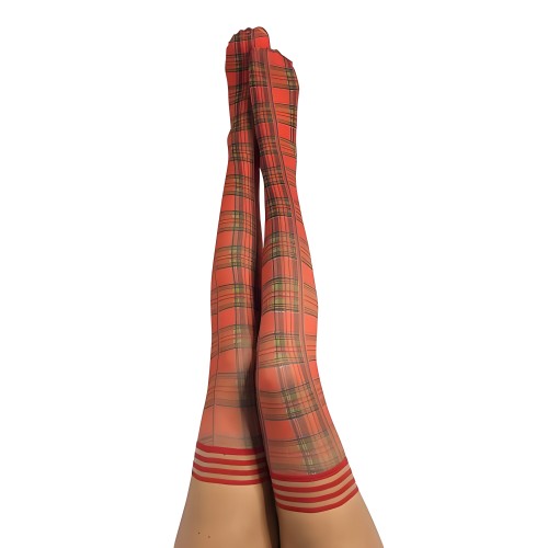 Kixies Grace Red Plaid Thigh-highs