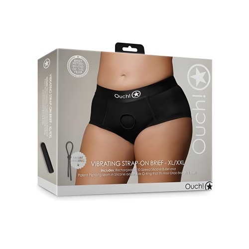 Shots Ouch Vibrating Strap On Brief - Black