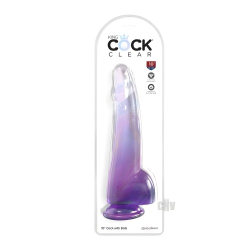 King Cock Clear With Balls 10inpurple