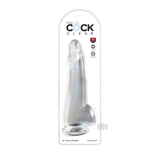King Cock Transparente con Bolas 10in Claro
