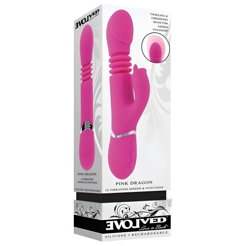 Evolved Pink Dragon Thrusting Dual Stimulator