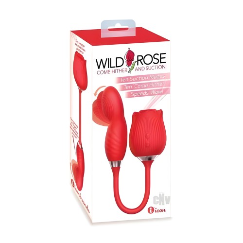 Wild Rose Suction & Come Hither Vibrator - Red