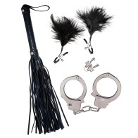 Bondage By Nasstoys Whip, Feather And Cuffs Black