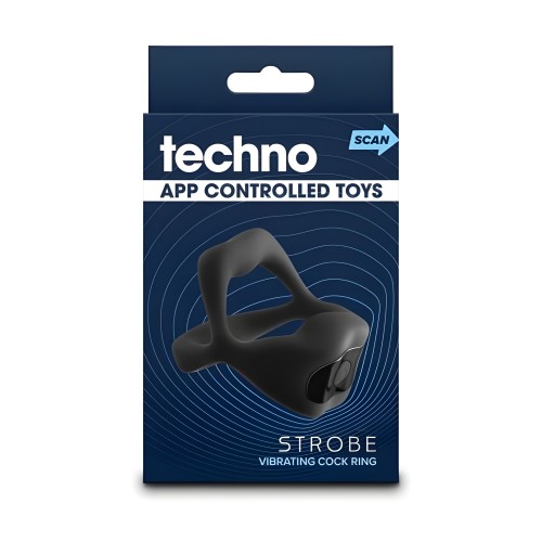 Techno Strobe App-controlled Vibrating Cock Ring Black