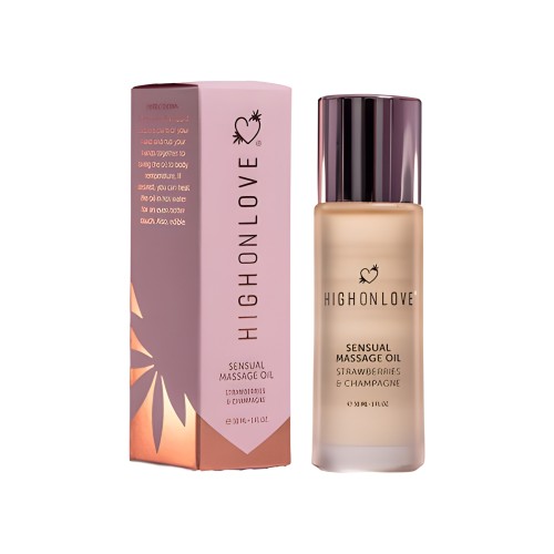 Aceite de Masaje Mini HighOnLove Fresas y Champán 1 oz.