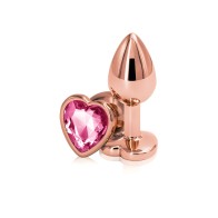 Plug Anal Corazón Rosa Dorado Pequeño - Rosa