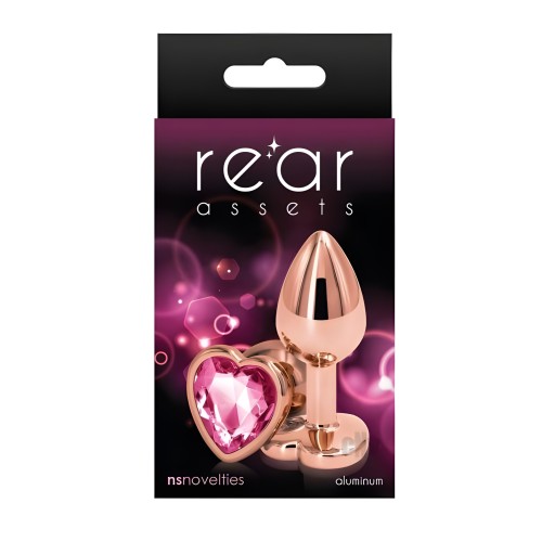 Plug Anal Corazón Rosa Dorado Pequeño - Rosa