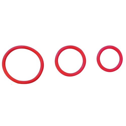 Spartacus Rubber Cock Ring Set - Red Pack of 3
