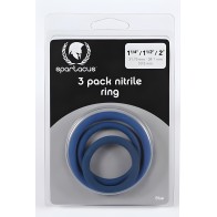 Cock Ring Set - Spartacus Nitrile Blue Pack of 3