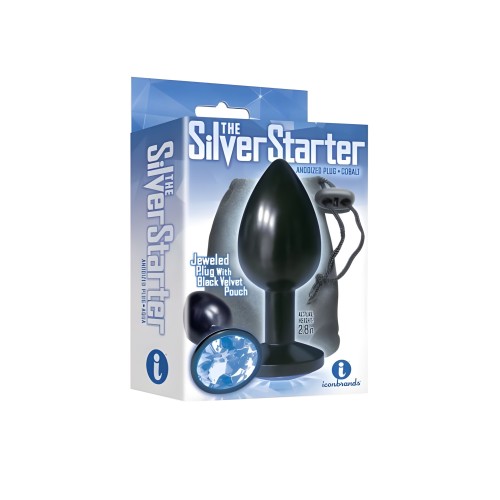 The 9s the Silver Starter Anodized Bejeweled Stainless Steel Plug - Cobalt