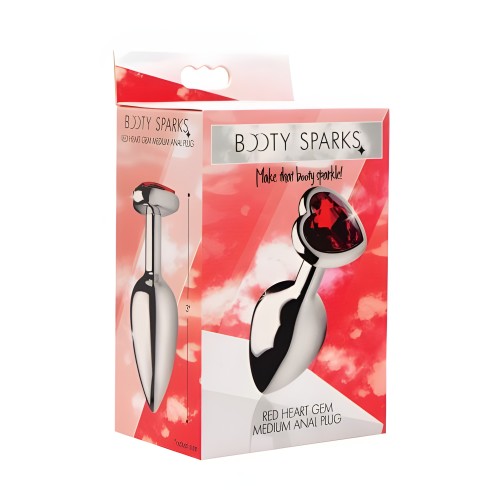 Butt Plugs - Plug Anal con Gemas en Forma de Corazón Rojo - Mediano