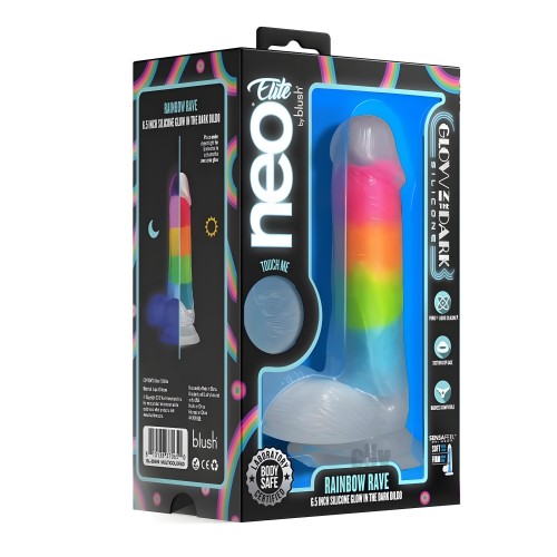 Neo Elite Gitd Rainbow Rave Dildo - 6.5