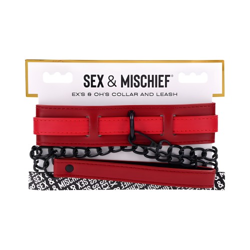 Sex & Mischief Collar & Correa Ex's & Oh's - Rojo/Negro