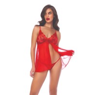 Sequin Embellished Babydoll - Red L/XL