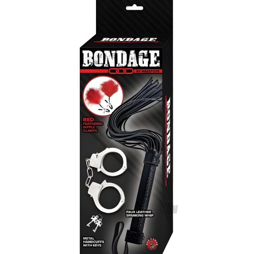 Nasstoys Bondage Whip, Feather And Cuffs Red