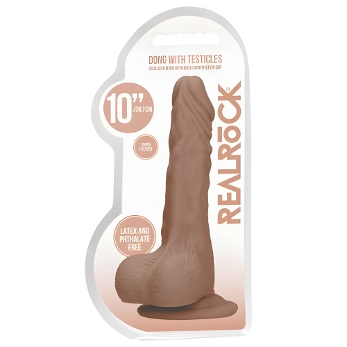Dildo Realista Real Rock Con Testículos 10" Mocha