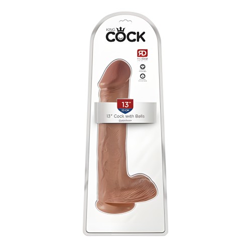 King Cock 13" Tan Dildo with Balls