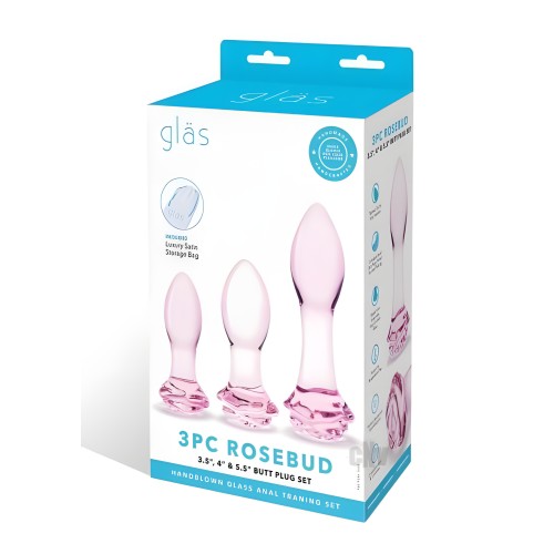 Set de Plug Anal Rosebud 3pc Rosa - Perfecto para Entrenamiento Anal