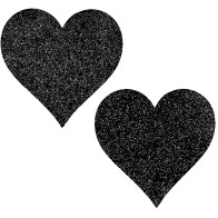 Heart Shaped Glitter Pasties | Black O/S