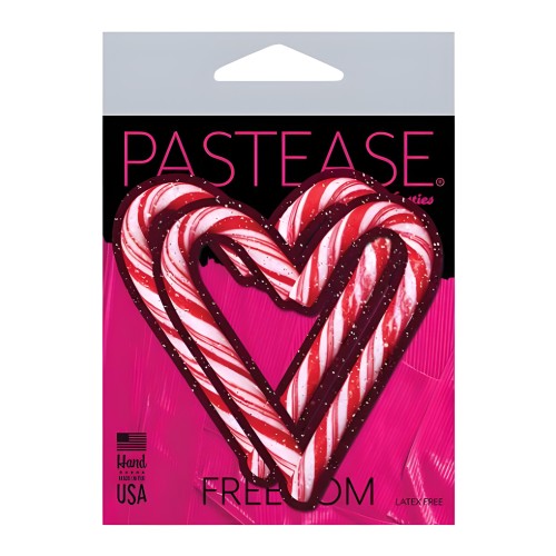 Pastease Holiday Candy Cane Heart Nipple Pasties