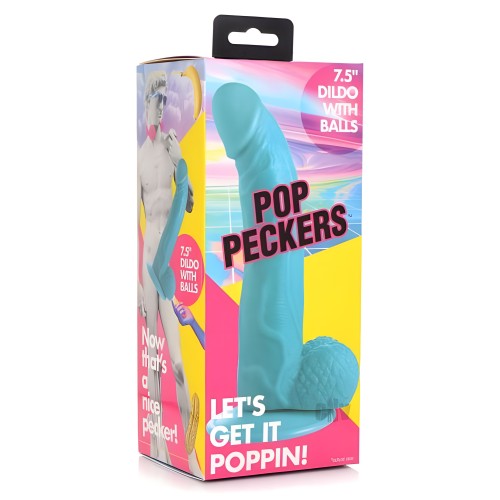 Pop Peckers Dildo W/balls 7.5 Blue