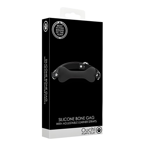 Shots Ouch Puppy Play Silicone Bone Gag - Black