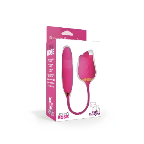 Pink Pussycat Licking Rose - Clitoral Delight