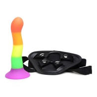 Dildo de Silicona Arcoíris Orgulloso con Arnés para Placer