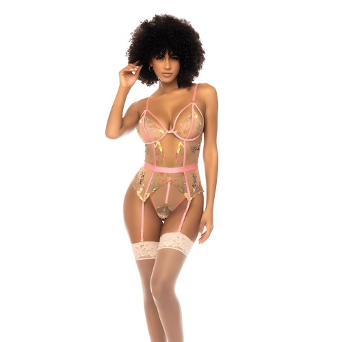 Floral Embroidered Teddy Pink