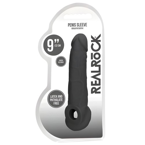 Real Rock Extensor de Pene con Anillos - 9" - Chocolate