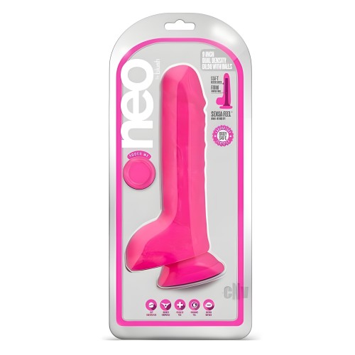 Dildo Dual Density Neo de 9` Rosa Neón