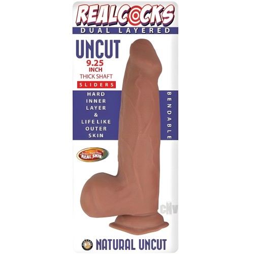Dual Layered Uncut Slider Dildo 9.25" - Brown