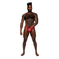 Tanga Abierto Sassy Lace Male Power - Rojo S/M