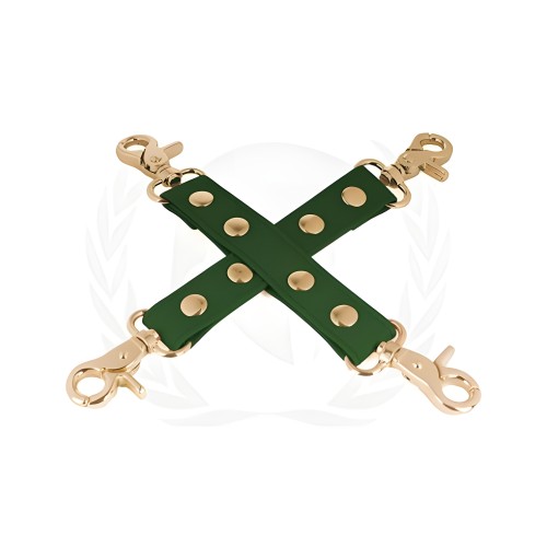 Spartacus PU Hog Tie - Green with Gold Hardware