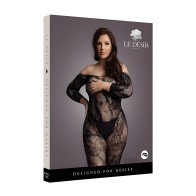 Shots Le Desir Lace Sleeved Bodystocking - Black
