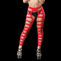 Naughty Girl Sexy Leggings Variegated Hole Red O/S