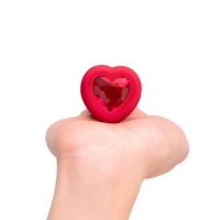 B Vibe Vibrating Heart Shaped Jewel Plug M/l Red (net)