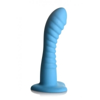 Simply Sweet Ribbed Silicone Dildo Blue