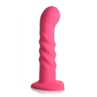 Simply Sweet Vibrating Ribbed Silicone Dildo W/ Remote