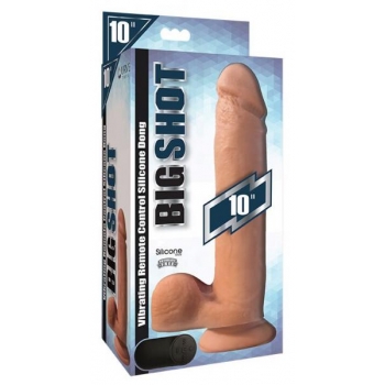 Big Shot 10 inches Vibrating Silicone Dong with Balls Beige