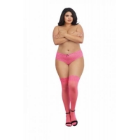 Sheer Thigh High W/ Stay Up Lace Top Hot Pink Q/s