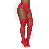 Pantyhose W/ Garters Red Q/s