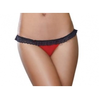 Stretch Mesh Spandex Open Back Panty Small Red Black