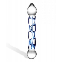 Glas 6.5 inches Full Tip Textured Glass Dildo Clear