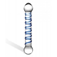 Glas 6.5 inches Glass Spiral Dildo Clear, Blue