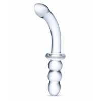 Glas 8 Inches Ribbed G-Spot Glass Double Dildo