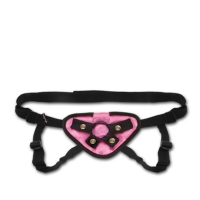 Lux Fetish Velvet Strap On Harness Pink O/S
