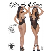 Barely Bare Crotchless Mesh Teddy Black O/s