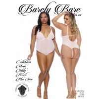 Barely Bare Crotchless Mesh Teddy Peach Q/s